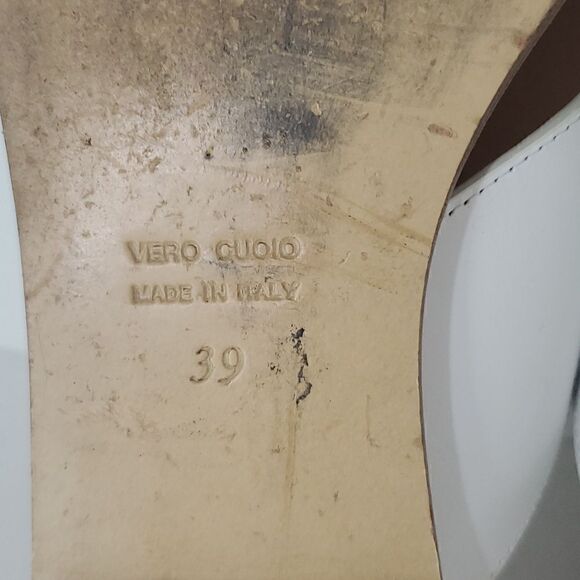 Franco Boschi White Italian Leather Slides Sandals Women's Size 39 - Picture 11 of 11